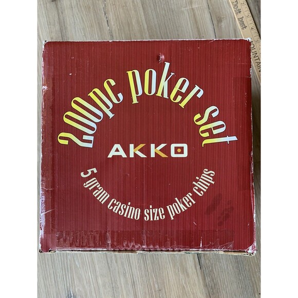 NIB - AKKO 200 Piece 5-gram Heavy Casino Poker Chips Wheel (New) - Picture 2 of 5